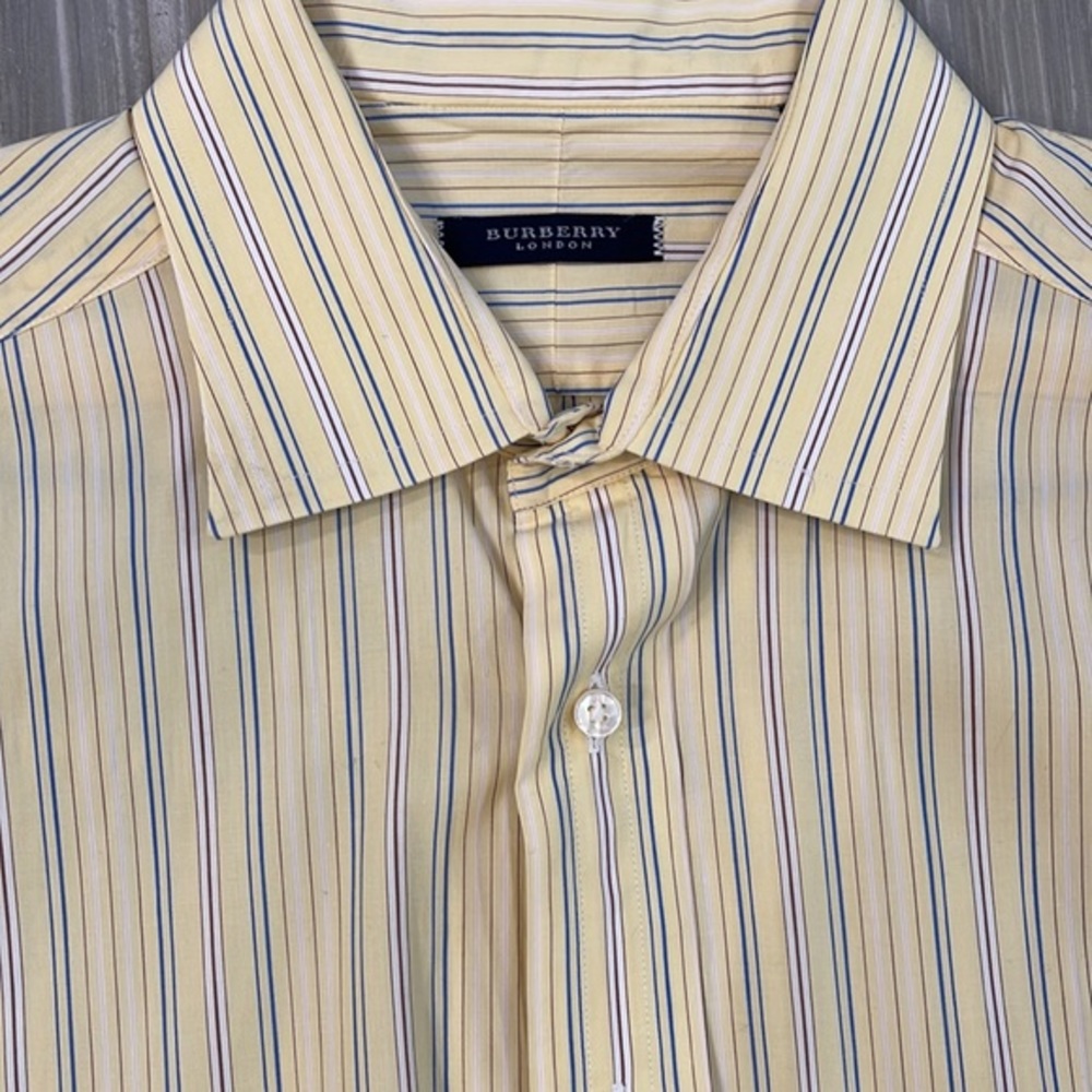 Burberry Yellow striped dress shirt, 16/35 - Picture 1 of 4